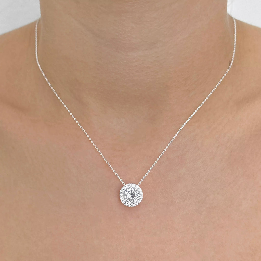 Colar Feminino Luxo Ponto de luz com Micro Zircônias Cristal Prata 925
