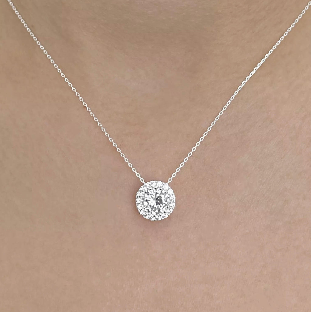 Colar Feminino Luxo Ponto de luz com Micro Zircônias Cristal Prata 925