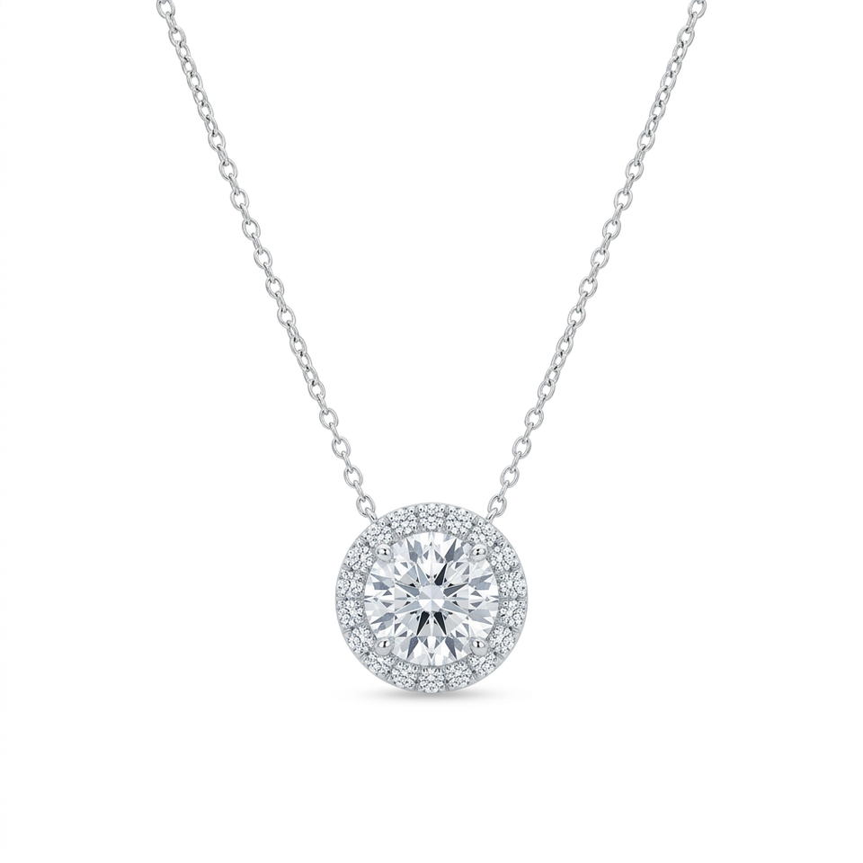 Colar Feminino Luxo Ponto de luz com Micro Zircônias Cristal Prata 925