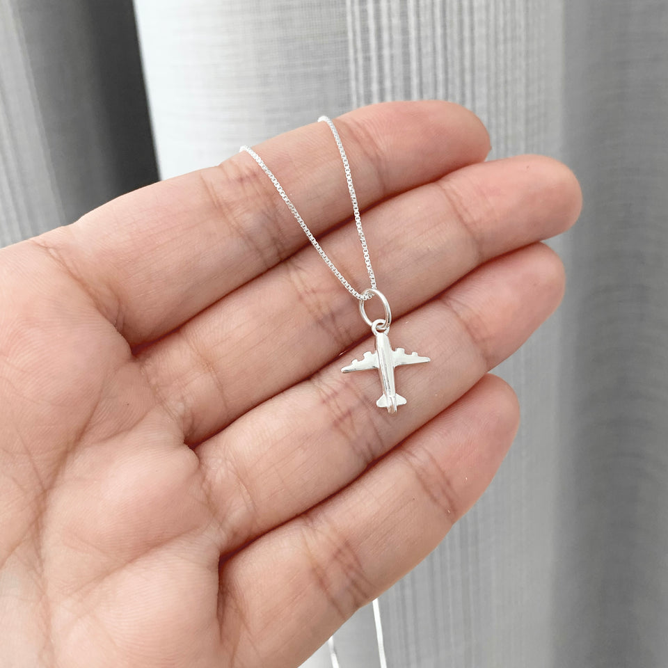 Colar Feminino Pingente Avião Prata 925