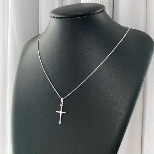 Colar Masculino Pingente Cruz Lisa Prata 925
