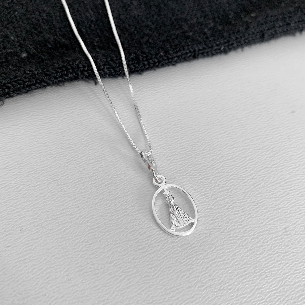 Colar Nossa Senhora Aparecida Oval Prata 925