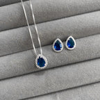Conjunto Feminino Gota Cravejada Prata 925