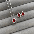 Conjunto Feminino Gota Cravejada Prata 925