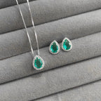 Conjunto Feminino Gota Cravejada Prata 925