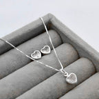 Conjunto Ponto de Luz Coração Zircônia Cristal Prata 925