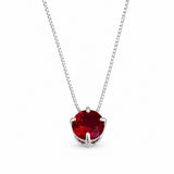 Colar Feminino Ponto de luz Caixa Alta Zircônia Rubi Prata 925