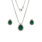 Conjunto Feminino Gota Cravejada Prata 925