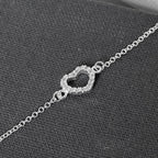 Pulseira Feminina Coração Cravejado Cristal Prata 925