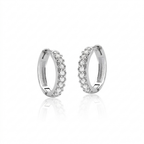 Argola Click Unissex Cravejada 1cm Prata 925