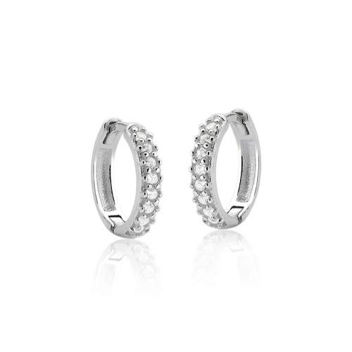 Argola Click Unissex Cravejada 1cm Prata 925