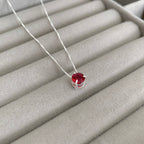Colar Feminino Ponto de luz Caixa Alta Zircônia Rubi Prata 925