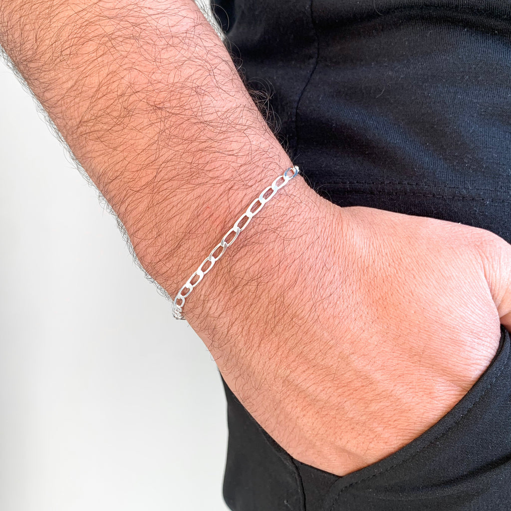 Pulseira Masculina 1x1 3mm Prata 925