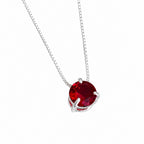 Colar Feminino Ponto de luz Caixa Alta Zircônia Rubi Prata 925