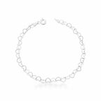 Pulseira Feminina Elo Corações Prata 925