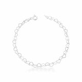Pulseira Feminina Elo Corações Prata 925
