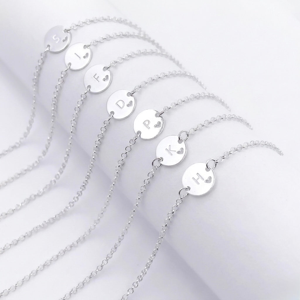 Pulseira Feminina Inicial Mini Coração Prata 925