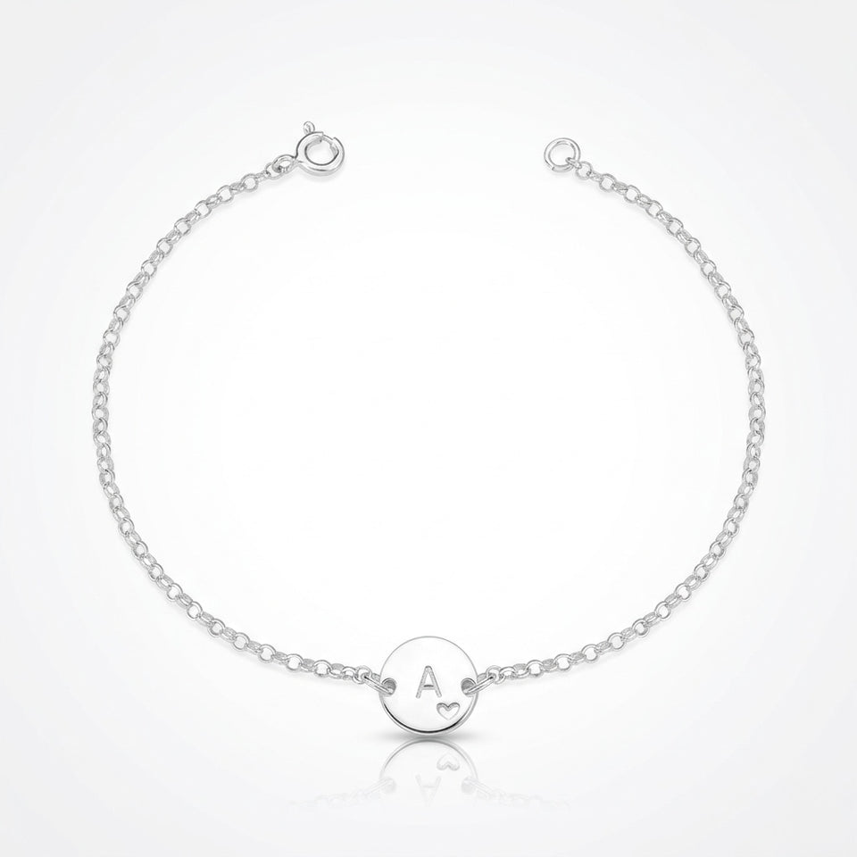 Pulseira Feminina Inicial Mini Coração Prata 925