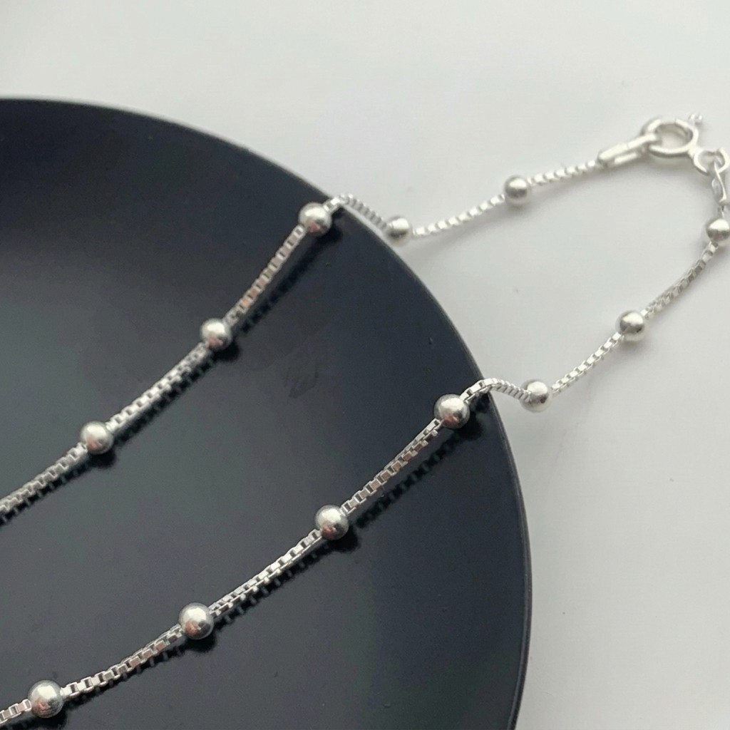Pulseira Feminina Veneziana com Bolinhas Prata 925