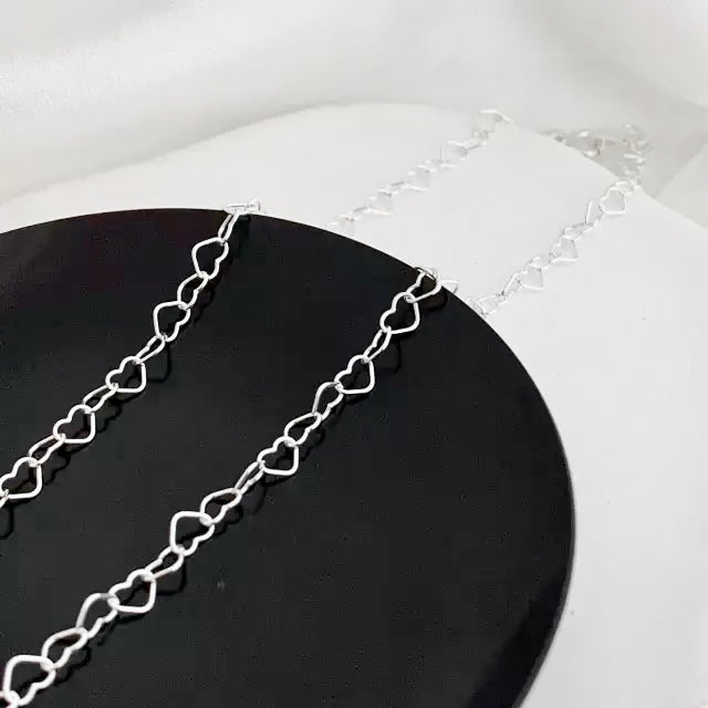 Choker Feminina Elo Corações Prata 925
