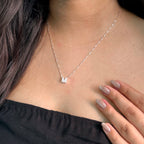 Colar Feminino Pingente Inicial Cravejado Prata 925