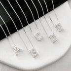 Colar Feminino Pingente Inicial Cravejado Prata 925